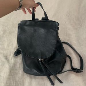 black leather backpack